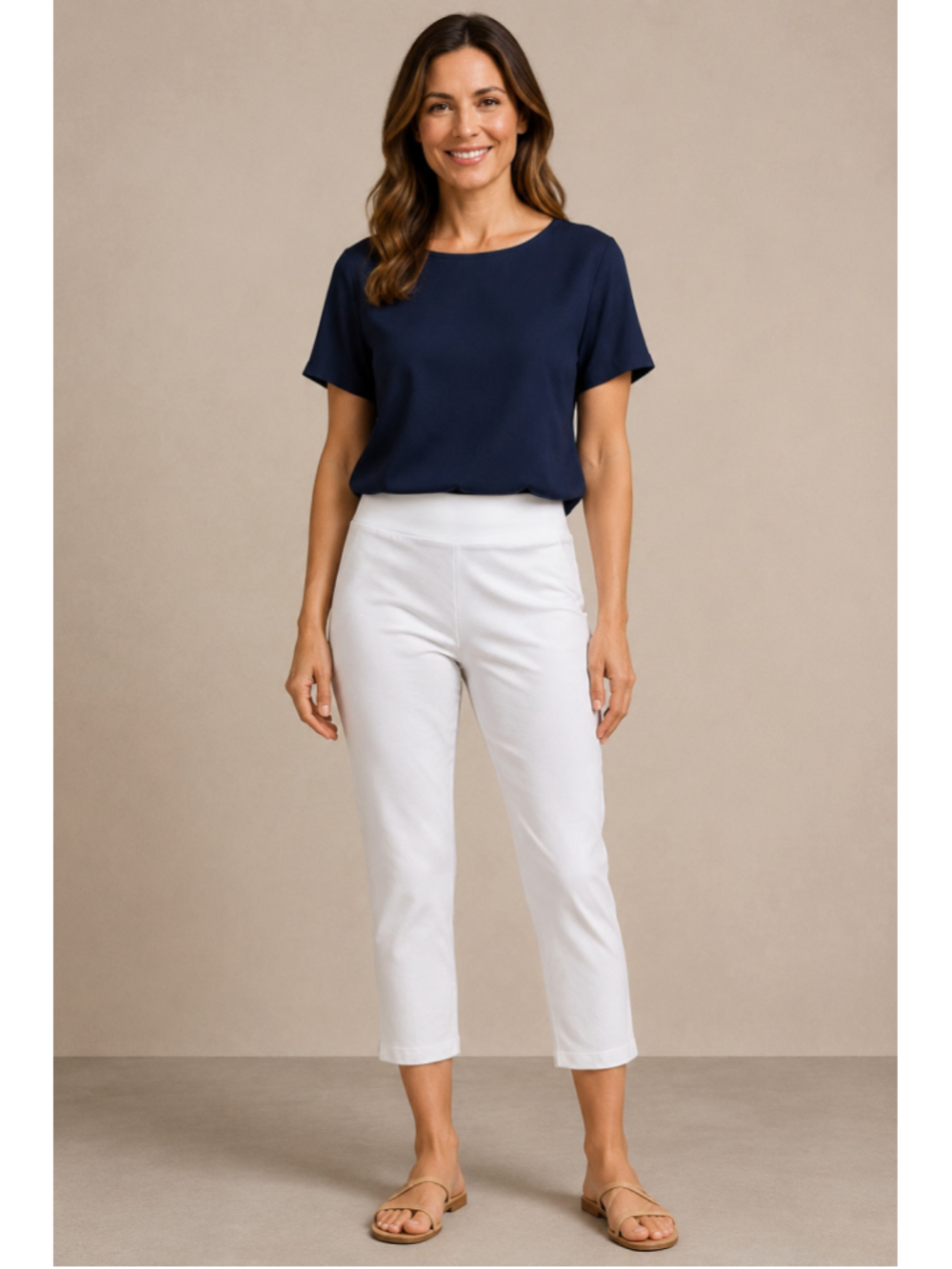 Women's purejill Slim-Leg Cropped Pants White Size L